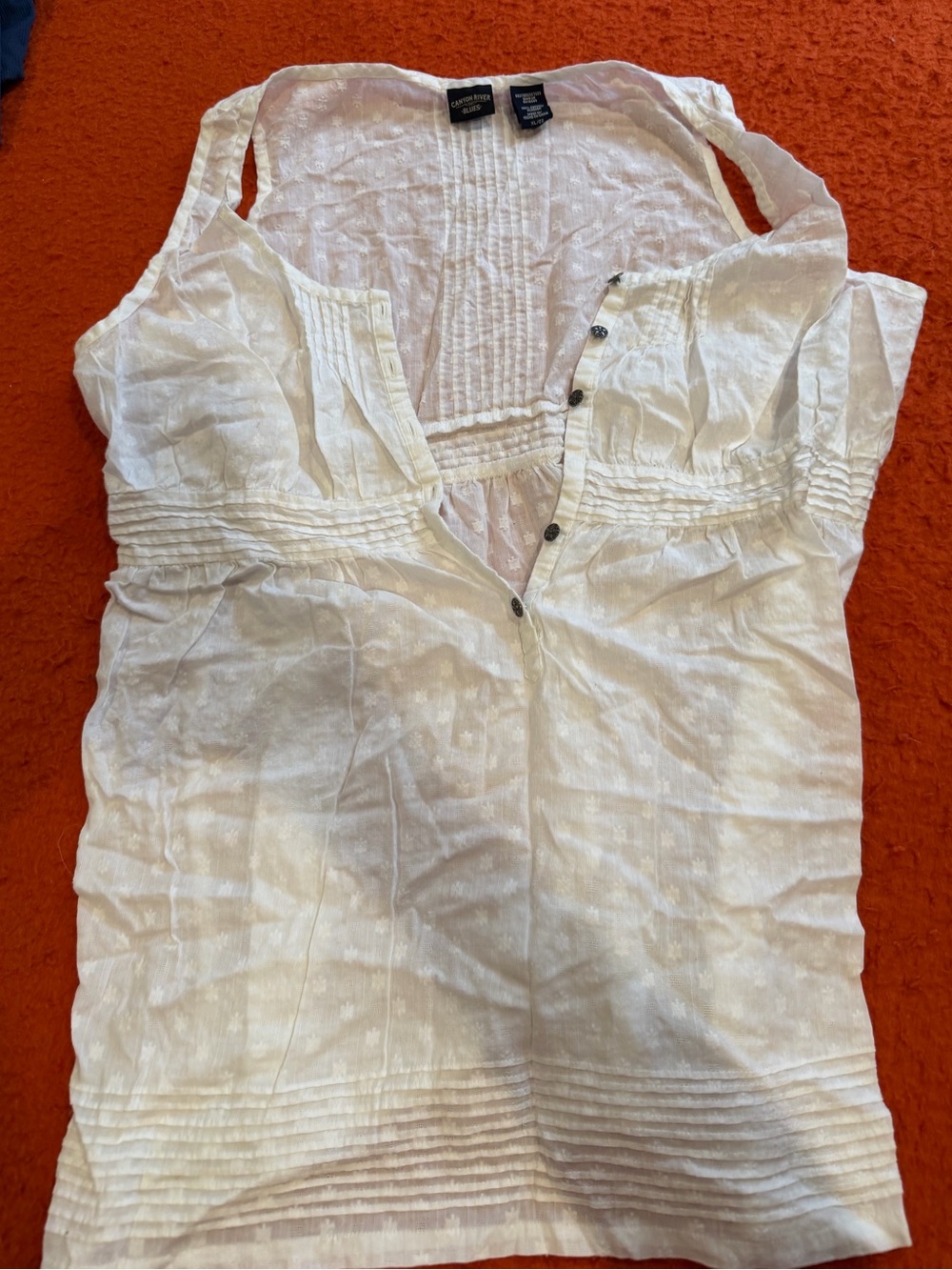 White Sleeveless Pintuck Tank Top Womens XL